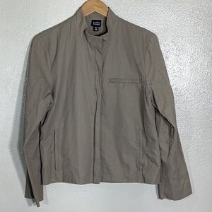Eileen Fisher Capsule Utility Jacket Cotton Nylon Stand Collar Minimalist Size M
